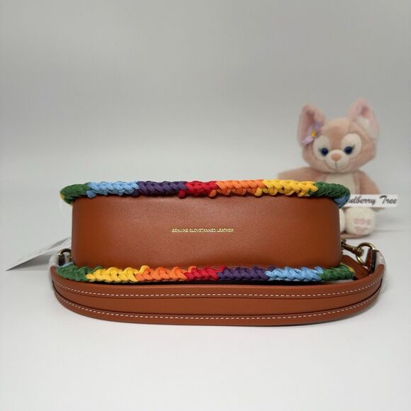Coach Swinger Bag 20 With Rainbow Crochet Yarn Leather Handle Strap Zip Top NWT - Picture 4 of 11